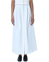 Max Mara - Gefalteter Midi-Rock Aus Baumwollmischung - Lyst