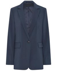 Cro - Jassen ,Blauw ,Polyester Klassieke Blazer Met Klepzakken - Lyst