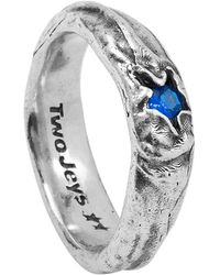 Twojeys - Accessoires ,Grijs ,Blauwe Steen Ring - Lyst