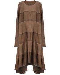 Uma Wang - Vestido marrón de algodón con cuello redondo - Lyst