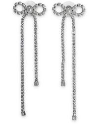 Self-Portrait - Accessoires ,Grijs ,Crystal Droplet Bow Earrings - Lyst