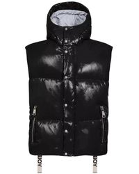 Khrisjoy - Jassen ,Zwart ,Polyester Zwarte Puffer Bodywarmer Met Capuchon - Lyst
