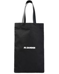 Jil Sander - Schwarze shopper-tasche mit logo-verzierung - Lyst