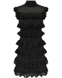 Zimmermann - Kleedjes ,Zwart ,Polyester Rebellion Frill Mini Jurk - Lyst