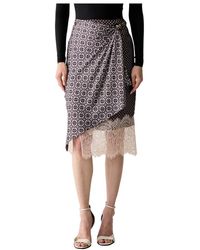 Liu Jo - Rokken ,Veelkleurig ,Polyester Midi Rok Met Kanten Details - Lyst