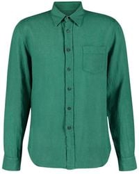 120% Lino - Groen Linnen Overhemd Regular Fit - Lyst