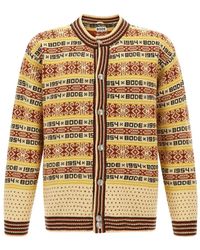 Bode - Truien & Vesten ,Veelkleurig ,Wol Crew Neck Button Cardigan - Lyst