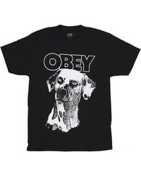 Obey - Tops ,Zwart ,Katoen Zwarte Dalmation Tee Met Screen Print - Lyst