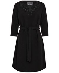 Mos Mosh - Kleedjes ,Zwart ,Leer Elegante Zwarte Jurk Met Kralendetail - Lyst
