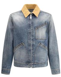 McQueen - Jassen ,Blauw ,Denim Luxe Denim Jack Met Suède Kraag - Lyst