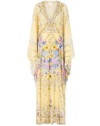 CAMILLA - Kleedjes ,Geel ,Leer Lange Kaftan Met Taille Detail - Lyst
