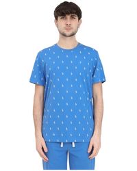 Ralph Lauren - T-shirt unisex blu con logo - Lyst