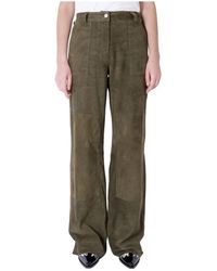 Giorgio Brato - Pantalones de cuero verde militar estilo pantalón de trabajo - Lyst