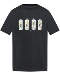 Paul Smith - Tops ,Zwart ,Katoen T-Shirt Met Print - Lyst