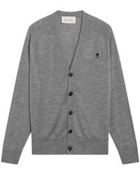 Ami Paris - Truien & Vesten ,Grijs ,Wol De Coeur Cardigan - Lyst