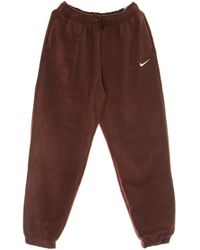 Nike - Fitness ,Bruin ,Polyester Pluche Hoge Taille Jogger Trainingspak Broek - Lyst