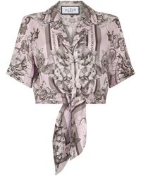 Philipp Plein - Overhemden ,Roze ,Cropped Bow Shirt Butterfly Tattoo - Lyst