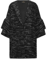 Karmamia - Jassen ,Zwart ,Wol Beperkte Zwarte Wollen Jas Met Houndstooth Patroon - Lyst