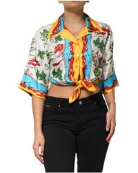 Dolce & Gabbana - Bunte Seiden Kurzbluse Top - Lyst