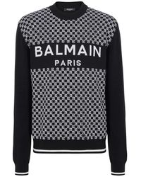 Balmain - Wool Mini-monogram Sweater - Lyst