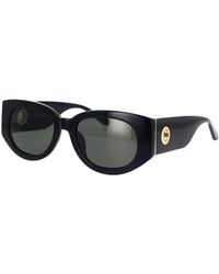 Linda Farrow - Iconische Ronde Zonnebril Met Gouden Detail - Lyst