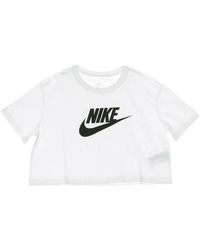 Nike - Fitness ,Wit ,Katoen Crop Icon Tee T-Shirt Met Korte Mouwen - Lyst