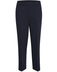 Kaffe - Hoge Taille Cropped Broek Middernacht Marine - Lyst