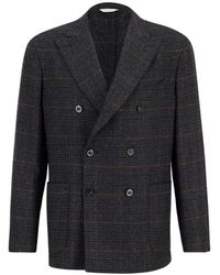 Boglioli - Jassen ,Grijs ,Wol Double-Breasted Wool-Silk Blazer - Lyst
