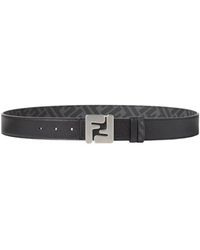 Fendi - Accessoires ,Zwart ,Katoen Ff Squared Riem - Lyst
