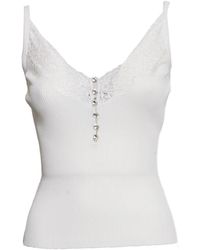 Self-Portrait - Witte Kant Ribgebreide Top - Lyst