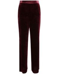Etro - Rode Fluwelen Broek Vrouwen Rechte Pijp - Lyst