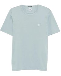 C.P. Company - Tops ,Blauw ,Katoen Jersey Logo Patch Tee - Lyst