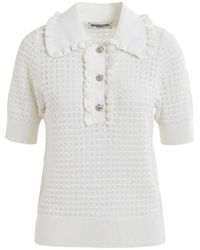 Essentiel Antwerp - Strickpullover mit rüschenkragen und strassknöpfen - Lyst