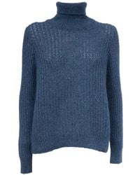 Gran Sasso - Truien & Vesten ,Blauw ,Wol Slim Fit Coltrui - Lyst