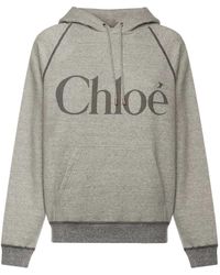 Chloé - Hoodies & Sweatvesten ,Grijs ,Katoen Gezellige Hoodie - Lyst