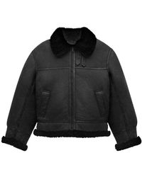Saint Laurent - Leder Aviator Jacke - Lyst