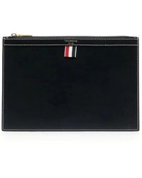 Thom Browne - Accessoires ,Blauw ,Leer Documenthouder Met Ritssluiting - Lyst