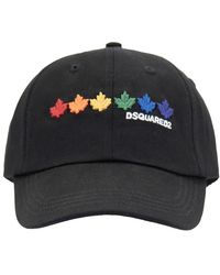 DSquared² - Accessoires ,Zwart ,Katoen Kleurrijke Logo Baseball Cap Fibbia - Lyst