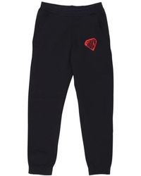 Iuter - Broeken ,Zwart ,Katoen Zwarte Fleece Trainingsbroeken Met Elastische Taille - Lyst