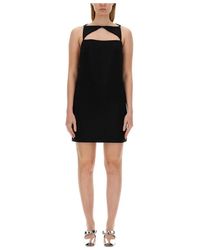 Versace - Kleedjes ,Zwart ,Wol Wool Blend Straight Mini Dress - Lyst