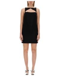 Versace - Kleedjes ,Zwart ,Wol Wool Blend Straight Mini Dress - Lyst