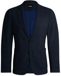 HUGO - Jassen ,Blauw ,Blauwe Deconstructed Jas Met Klassieke Revers - Lyst
