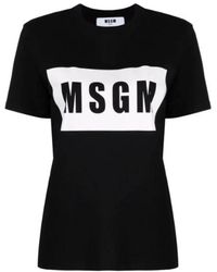 MSGM - T-shirt nero con stampa logo - Lyst