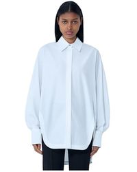 Sportmax - Overhemden ,Wit ,Katoen Ovest Oversized Katoenen Poplin Overhemd - Lyst