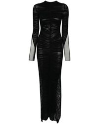 Mugler - Maxi-Jurk Met Ruches - Lyst
