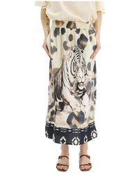 iN FRONT - Rokken ,Veelkleurig ,Nylon Natuurprint Rok Met Elastische Taille - Lyst