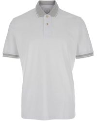 Eleventy - Weißes piqué polo shirt kurze ärmel - Lyst