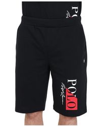 Ralph Lauren - Schwarze shorts mit roten und weißen logo-schnürsenkeln - Lyst