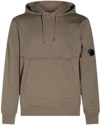 C.P. Company - Hoodies & Sweatvesten ,Groen ,Katoen Diagonal Raised Fleece Hoodie - Lyst