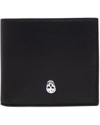 McQueen - Schwarzes Totenkopfmotiv Bi-Fold Brieftasche - Lyst